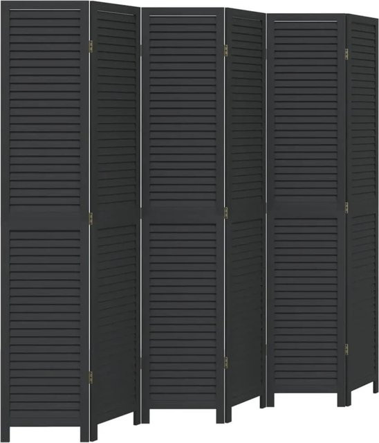 vidaXL Paravent aus Paulownia-Massivholz, 6-teilig, Schwarz, H: 180 cm, B: 215 cm, T: 1,6 cm - Bild 1
