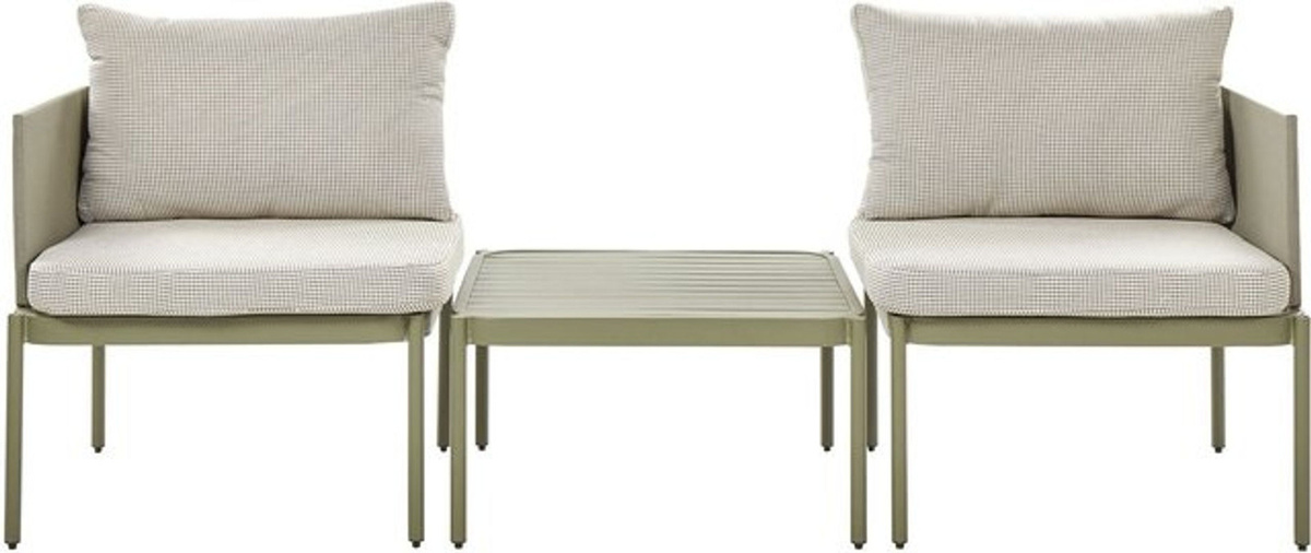BELIANI Lounge-Set 3-teilig aus Aluminium in Grün und Weiß mit Couchtisch und Auflagen, modernes und minimalistisches Outdoor-Möbelset für Terrasse und Garten - Bild 1