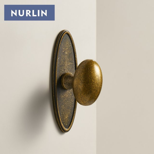Nurlin Eisblume Möbelknopf aus massivem Messing in Gold mit Vintage-Finish - Bild 1