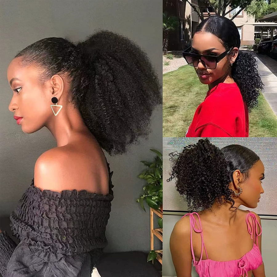 Dula A Hair Afro Kinky Curly Pferdeschwanz, Clip-in-Extensions, Unisex - Bild 6