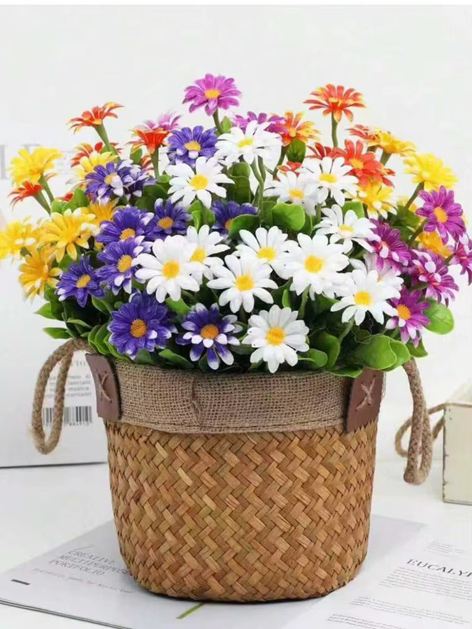 Künstliche Gänseblümchen aus Seide in Beige und Multicolour für Tischdekoration und DIY-Projekte - Bild 4