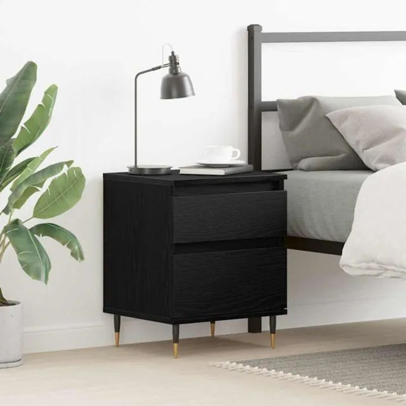 Nachttisch vidaxl in Schwarzer Eiche, Modernes Design aus Holzwerkstoff, B/T/H: 40 x 35 x 50 cm - Bild 1