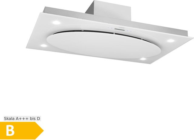Klarstein Deckenhaube Dunstabzugshaube mit Touch-Bedienung und LED-Display aus Glas in Weiß - Bild 1