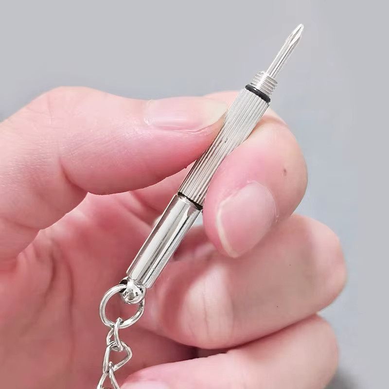 MOYOKA Mini 3in1 Brillen Schraubendreher aus Edelstahl in Silber als tragbares Reparatur-Werkzeug für deinen Schlüsselbund - Bild 2