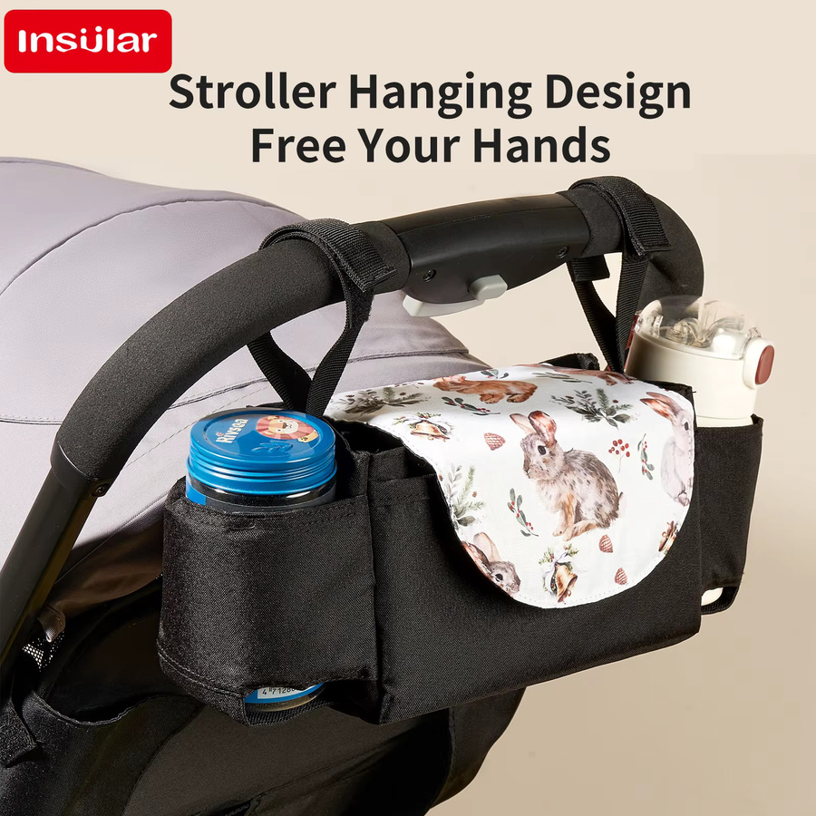 Wasserdichte Kinderwagen-Hängetasche mit niedlichem Cartoon-Design und Tragegurt als Wickeltasche für Windeln und Flaschen - Bild 2
