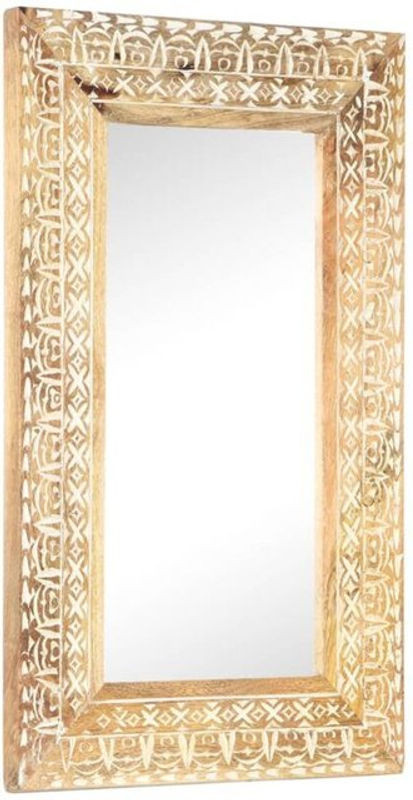 Handgeschnitzter Spiegel aus Massivholz Mango von vidaxl in Braun, Rechteckig, B/H/T: 80 x 50 x 2,6 cm - Bild 1