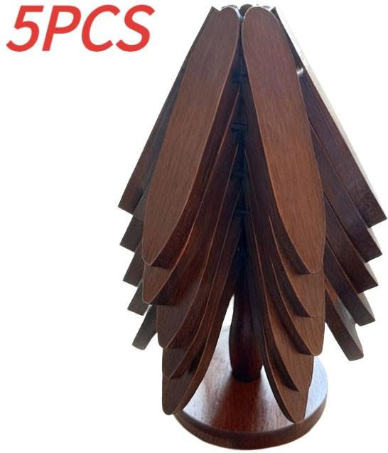 Meiteai-Home Set aus Bambus-Holz-Untersetzern mit Baumdesign in Braun, rund und hitzebeständig - Bild 1