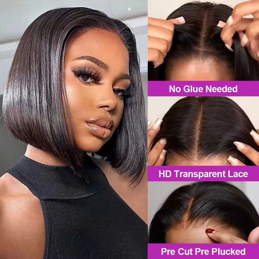 HJ WEAVE BEAUTY Bob-Perücke, 100% Echthaar, kurze Bob-Perücke, Damen - Bild 3