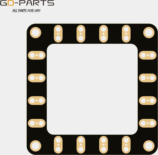 GD-PARTS FR4 PCB Board für DIY Hifi Audio Röhrenverstärker, 2U, 24K vergoldet, Schwarz, B/T: 58 x 58 mm - Bild 1
