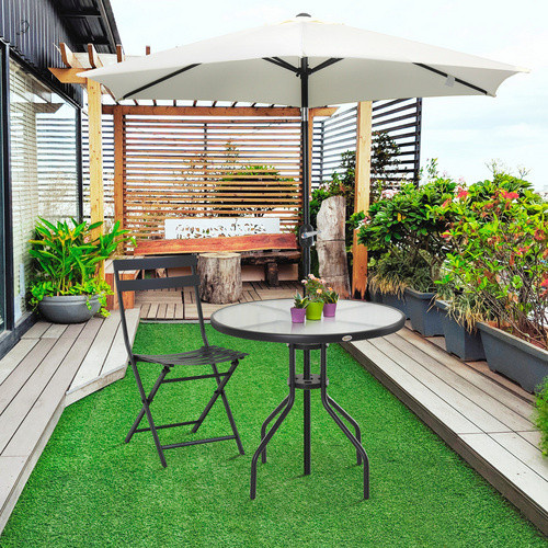 Outsunny Gartentisch aus Stahl und Hartglas in Schwarz mit Wellenstruktur, B/T/H: 80 x 80 x 72 cm - Bild 3