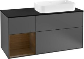 V&B Waschtischunterschrank Finion in Anthrazit mit Walnuss-Dekor, Breite: 120 cm, Tiefe: 50,1 cm, Höhe: 50,1 cm - Bild 1