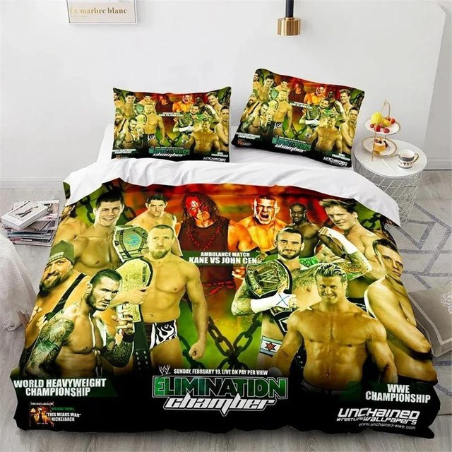 Bettwäsche-Set WWE 3D-Druck Design für Kinder mit Bettbezug und Kissenbezug, Mehrfarbig, B/H: 173 x 218 cm - Bild 1