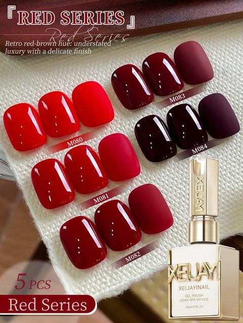 XEIJAYI Gel-Nagellack-Set Rote Serie, 15 ml, Glänzend - Bild 1
