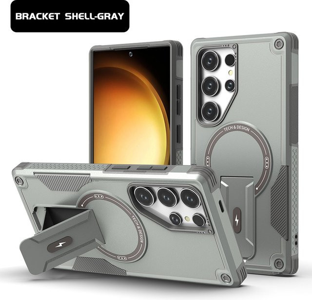 Magnetische Schutzhülle für Samsung Galaxy S26 S25 Ultra S24 Plus A56 5G A36 A26 A16 A06 mit Halterung und kabellosem Laden in Schwarz und Grau - Bild 1