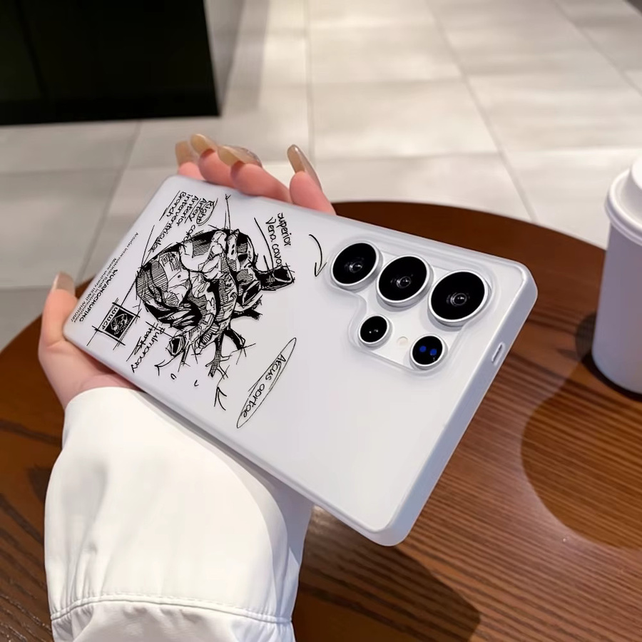 Matte weiße transparente Handyhülle mit Herz-Motiv und schwarzer Linie für Samsung Galaxy S26 S25 Ultra S24 FE A57 5G A07 A06 A15 4G - Bild 2