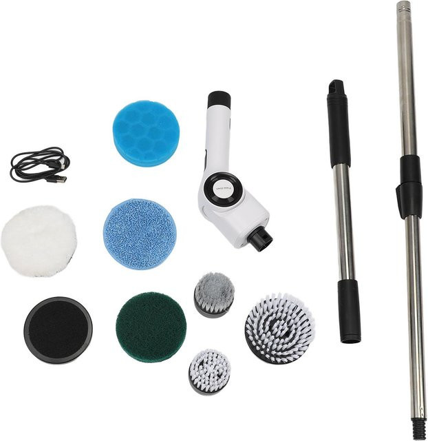 KONNWEI Elektrischer Spin Scrubber, kabelloser Reiniger mit 7 Köpfen, 3 Geschwindigkeiten, IPX7 wasserfest, Weiß - Bild 1
