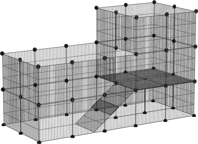PawHut Kleintiergehege aus Stahl und Kunststoff in Schwarz, B: 70 cm, H: 105 cm - Bild 1