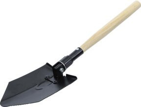 BGS Klappspaten in Schwarz mit Holzgriff, Länge: 62,5 cm - Bild 1