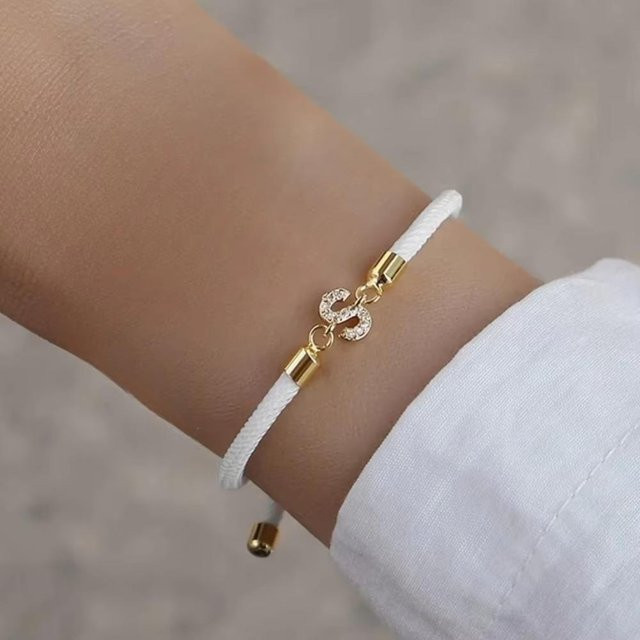 YULIN Gliederarmband, Initiales Herz-Charm, Messing, Weiß, Damen - Bild 1