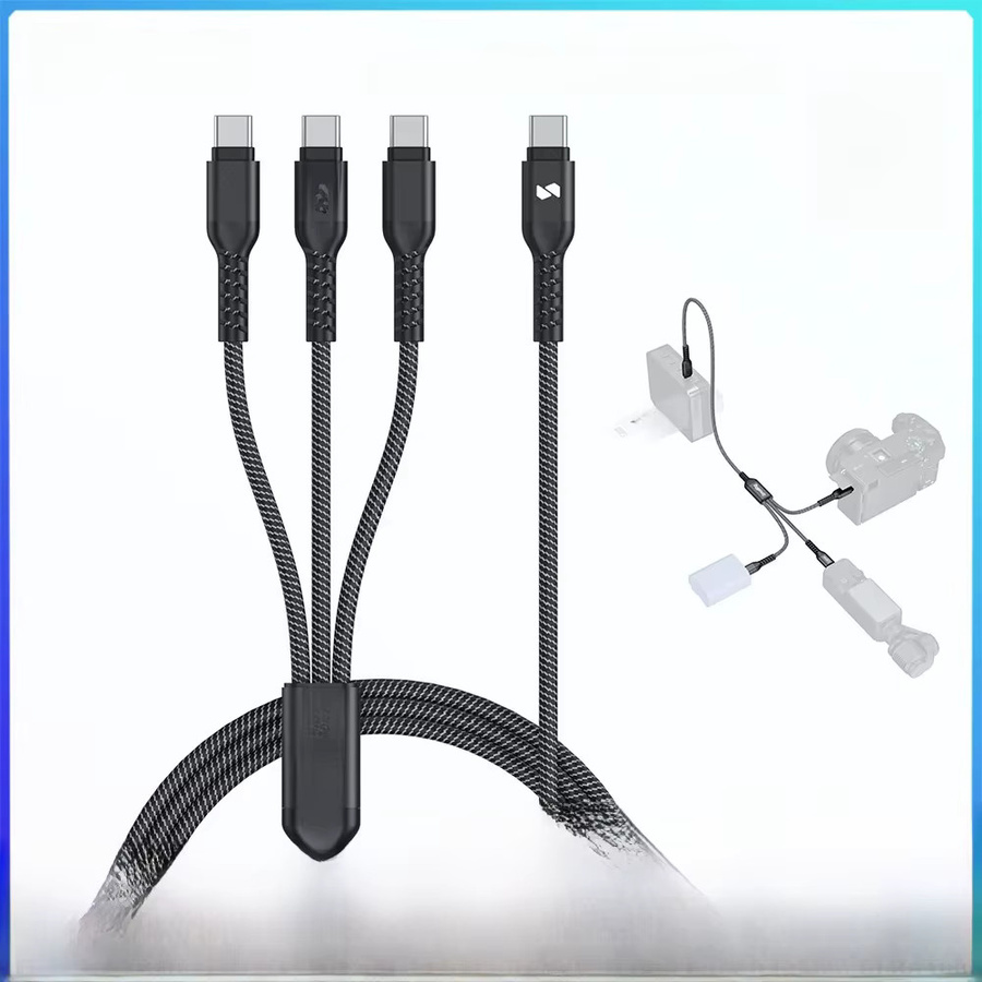 SmallRig 3-in-1 USB-C Stromkabel mit 100 W Schnellladung für Sony-Kameras, Schwarz - Bild 1