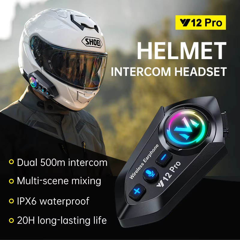 kebidumei Y20 Pro Motorrad-Intercom Helm-Gegensprechanlage mit Musik-Sharing und Freisprechfunktion, Schwarz - Bild 4