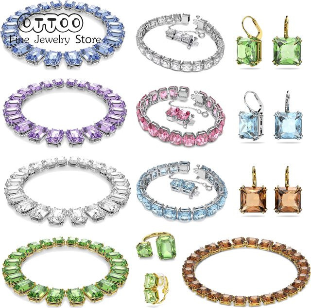 Schmuckset Damen, Silber, Zirkonia, Kristall, Halskette, Armband, Ohrringe - Bild 1