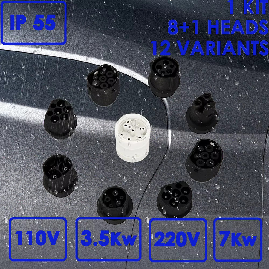 Erobot Adapter für 4 AC-Ladestationen kompatibel mit Typ 2 und J1772 in Schwarz und Türkis - Bild 4