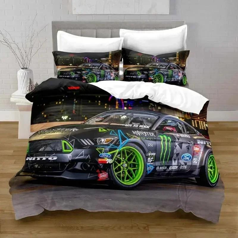 3D-Druck Bettwäsche-Set mit Autos und Fahrzeugen für Kinder, bestehend aus Bettbezug und Kissenbezügen, B/H: 220 x 240 cm - Bild 2