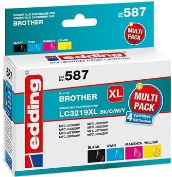 Edding EDD-587 Druckerpatronen Set mit hoher XL-Ausbeute, 4er Pack, Farben: Schwarz, Cyan, Magenta, Gelb - Bild 1