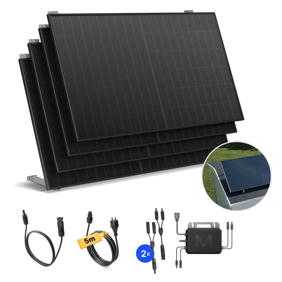Solakon Balkonkraftwerk 2000W Solaranlage mit Gartenhalterung in Schwarz, steckerfertiges Photovoltaik-Komplettset mit 800W und 5m Kabellänge - Bild 1