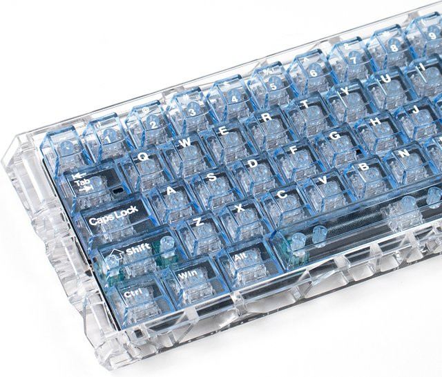 Venit Keys Tastenkappen aus PC in Blau und Transparent mit Cherry-Profil für MX mechanische Tastaturen, 128 Tasten mit UV-Pad-Druck - Bild 1