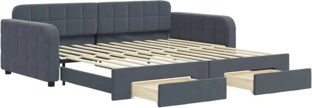 vidaXL Tagesbett ausziehbar mit Schubladen in Dunkelgrau aus Samt, Breite: 100–120 cm, Tiefe: 200 cm - Bild 1
