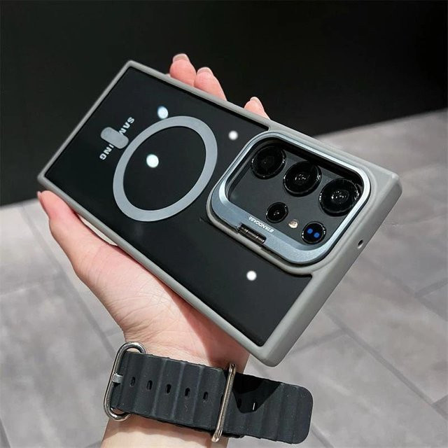 MagSafe Magnetische Kabellose Ladehülle mit Kameraschutz für Samsung Galaxy S25 S24 S23 S22 Ultra S23 FE Plus in Grau und Transparent - Bild 1