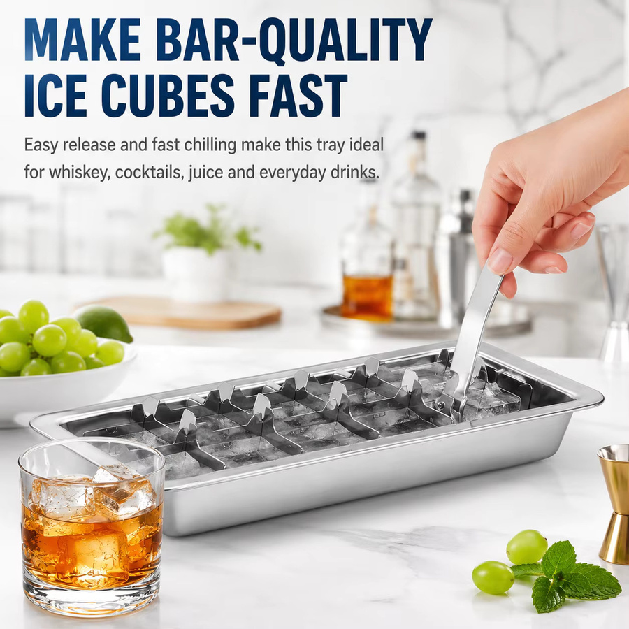 PGY Eiswürfelform aus Edelstahl mit Hebelmechanismus in Silber für Cocktails - Bild 2