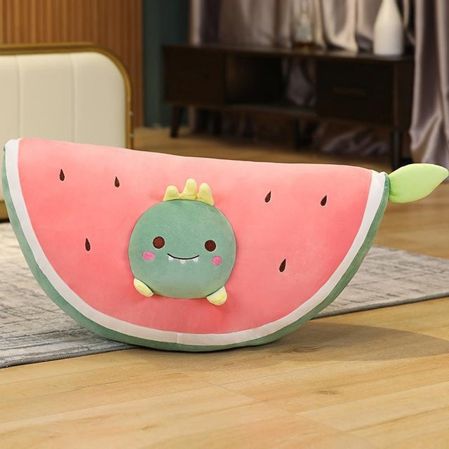 Binchi Fitness Plüschkissen Wassermelonenscheibe mit Tier-Motiv, Rot, Durchmesser: 60 cm - Bild 1