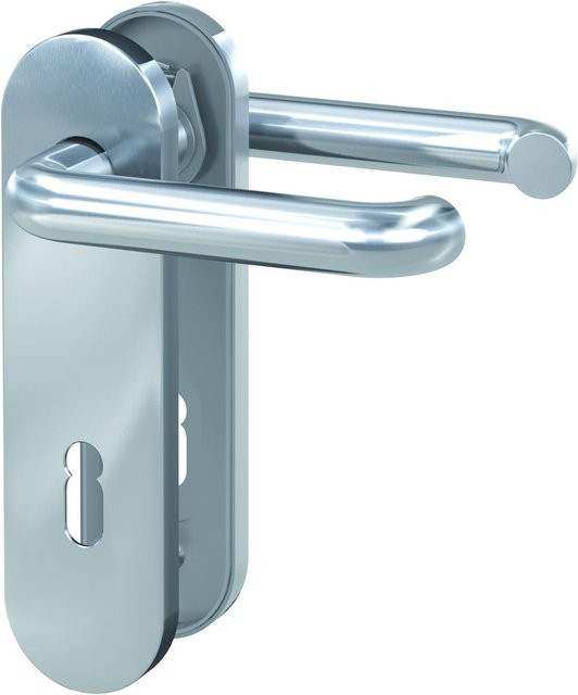 BASI Kurzschild-Drücker-Garnitur ZB 3800 aus Edelstahl in Silber, Lochung Buntbart, B/H: 190,0 x 80,0 cm, Tiefe: 155,0 cm - Bild 1
