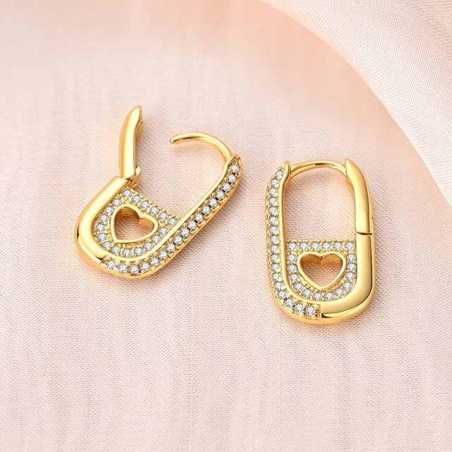 Parmuz Creolen 925 Silber, Gold, Zirkonia, Damen - Bild 1