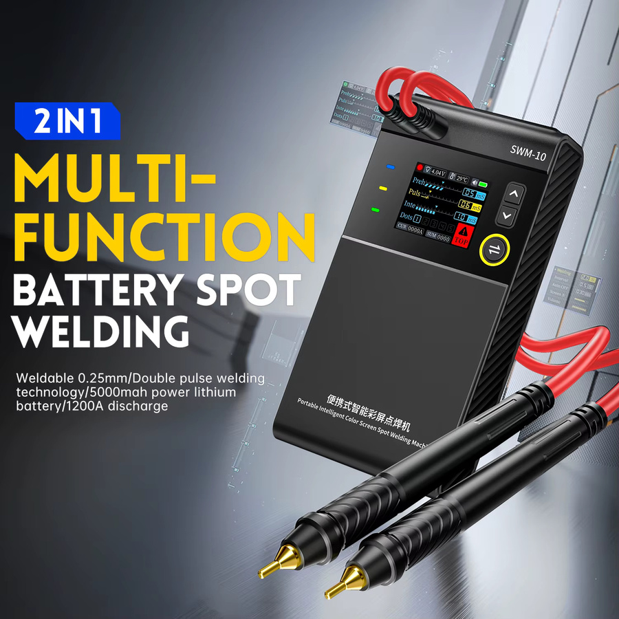 FNIRSI SWM-10 Tragbarer Akku-Punktschweißer mit TFT-Bildschirm in Schwarz, 5000mAh, für 18650 Akkus und bis zu 0,25mm Nickelblech - Bild 6