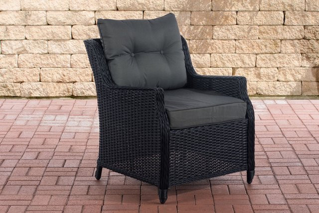 TPFGarden Sessel Pantheon Anthrazit und Schwarz aus Rattan und Metall für den Garten - Bild 1