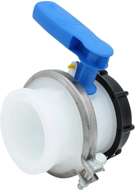 Werit IBC Ersatzhahn Original DN80 mit S100x8 AG Abgang in Weiß und Blau - Bild 1
