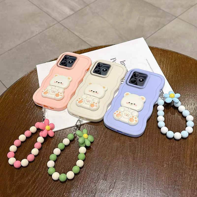 Wellenförmige Silikon Handyhülle mit Lanyard für Realme Note 60 C65 C63 C55 C53 C75 C67 Narzo 70X N65 N55 N53 in Weiß - Bild 3