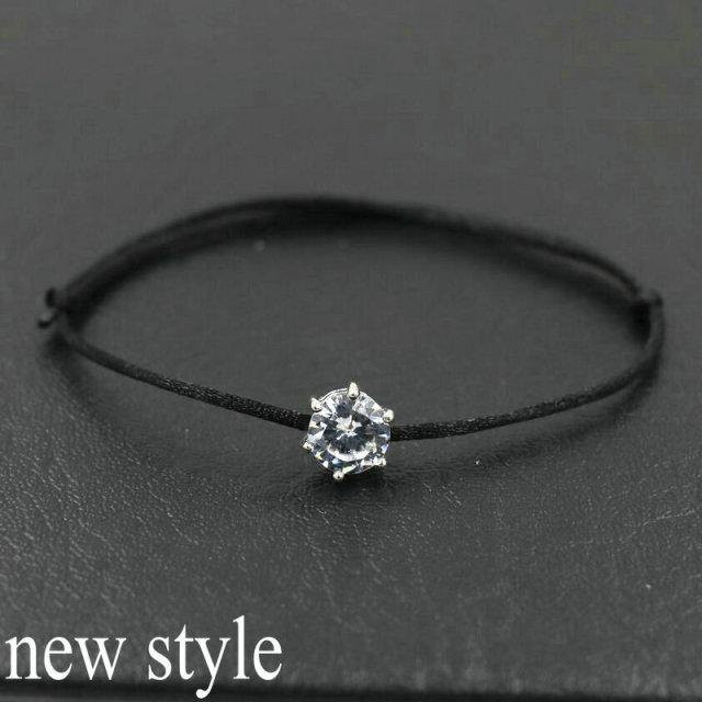 Armband Allbestart, Silber, rote geflochtene Schnur, Zirkonia, Damen - Bild 1
