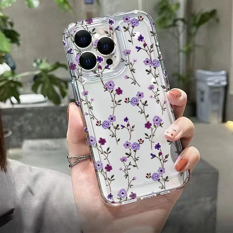 Transparente Handyhülle mit buntem Blumenmuster für Samsung Galaxy S26 S25 S24 S23 S22 Ultra Plus S21 FE A16 A36 A35 A55 A34 A54 A53 - Bild 5
