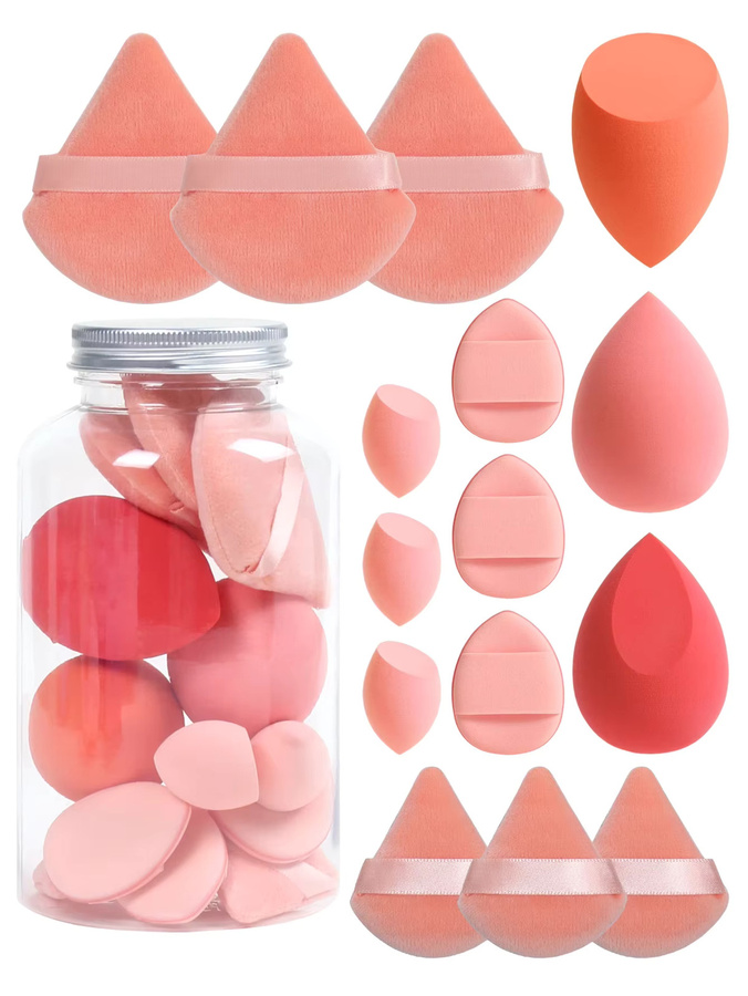 15-teiliges Puderquasten-Set mit Vorratsdose, Make-up-Mischschwämme für Gesicht - Bild 2