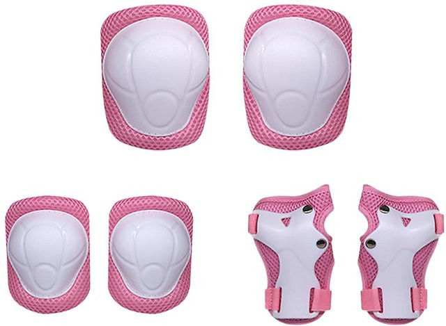 Neoglint 6-in-1 Kinder-Schutzausrüstungsset in Pink mit Knie-, Ellbogen- und Handgelenkschützern - Bild 1