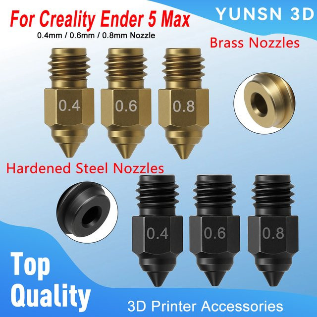Creality Düsen aus Messing und gehärtetem Stahl für Ender 5 Max 3D-Drucker, Durchmesser 0,4mm, 0,6mm, 0,8mm - Bild 1
