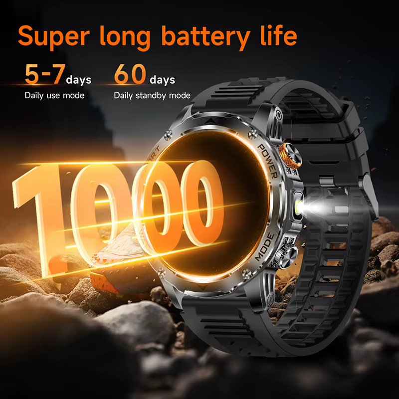 LIGE Smartwatch, 1,7 Zoll, Silikon, Schwarz, Herren - Bild 4