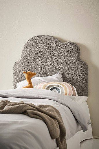 Jotex Kopfteil ZAMORA gepolstert in Grau und Weiß mit Holzrahmen, Breite: 90 cm, Höhe: 71 cm, Tiefe: 3,5 cm - Bild 1