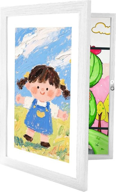 Relaxdays Kinderbilderrahmen A4 aus MDF und Acrylglas in Weiß, befüllbar, Breite: 32 cm, Höhe: 25,5 cm - Bild 1