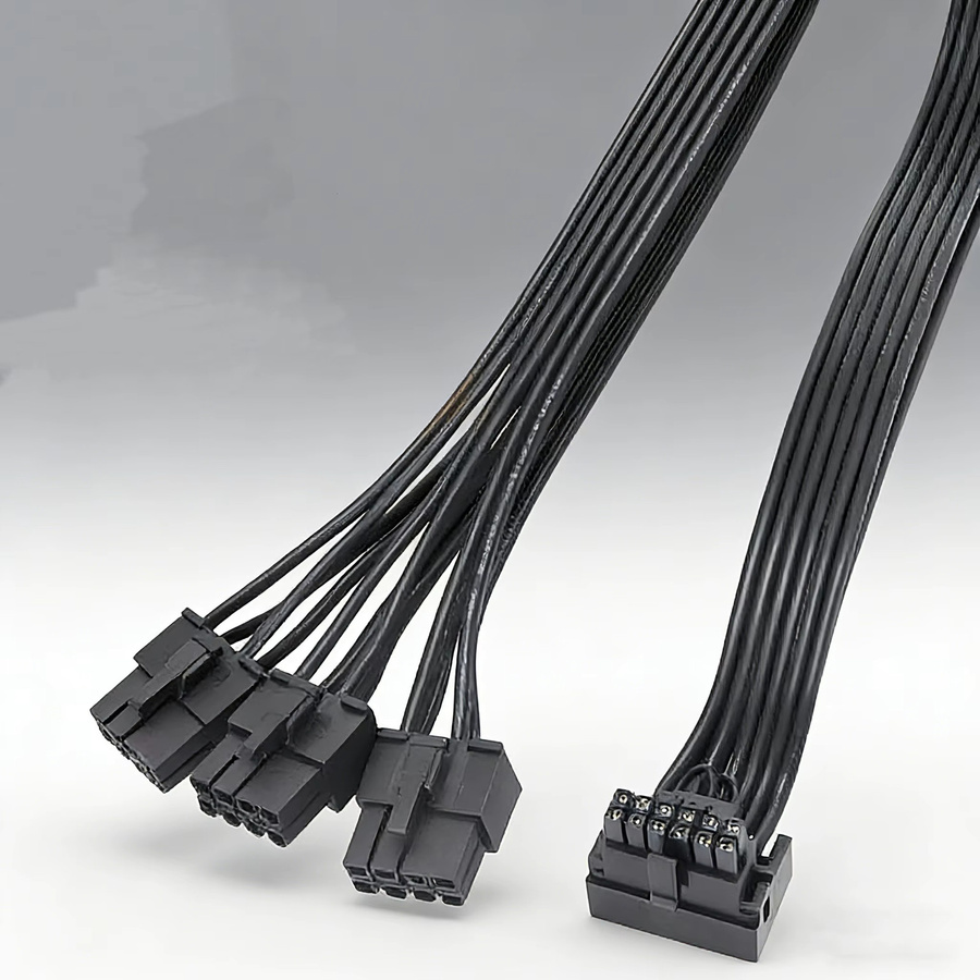 T.F.SKYWINDINTL 12VHPWR Adapterkabel Schwarz: 3 x 8-Pin auf 16-Pin PCIE 5.0 für RTX 4000 Serie, 16 AWG, vollständig modular - Bild 2
